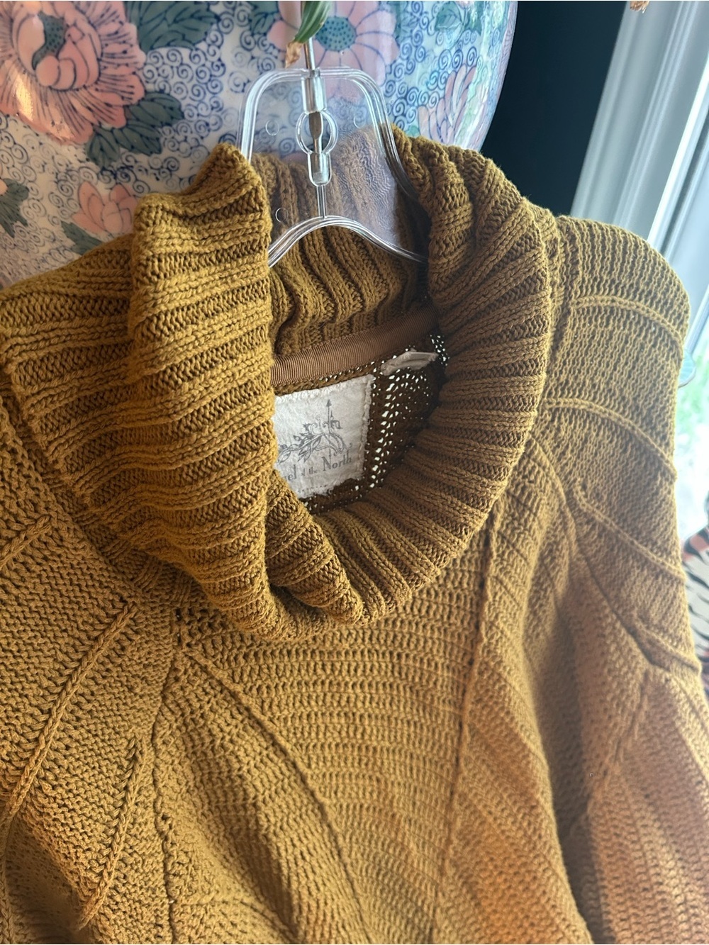 Angel of the North Chunky Knit Turtleneck Sweater Brown Oversized Women L - Picture 10 of 15
